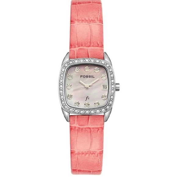 Ladies Fossil F2 Pink Leather band Watch - Picture 1 of 7
